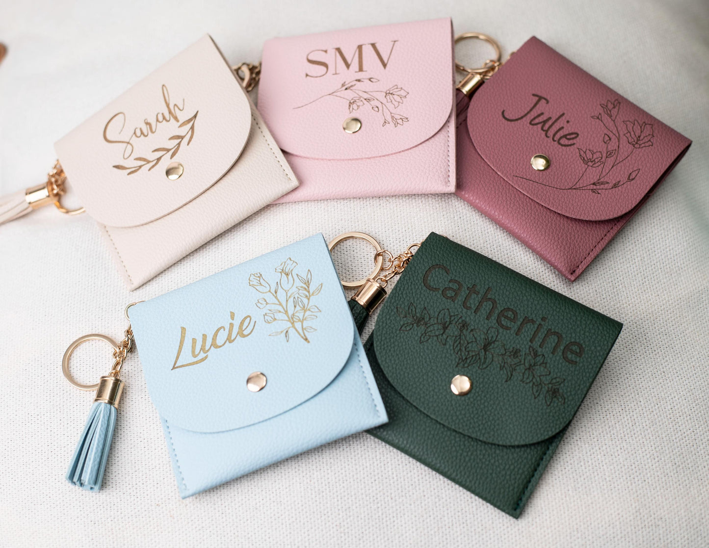 Personalised Card holder bag charm, keychain Vegan Leather