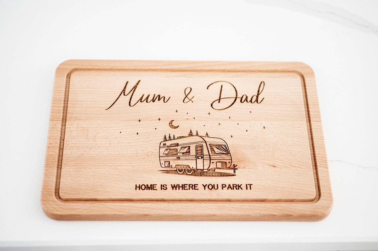Personalised Caravan Wooden Cutting Board