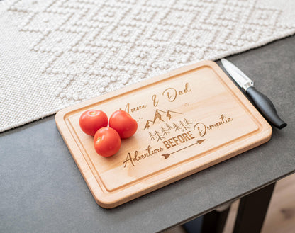 Adventure before Dementia cutting board, personalised campervan gift, camping gift, travel present.
