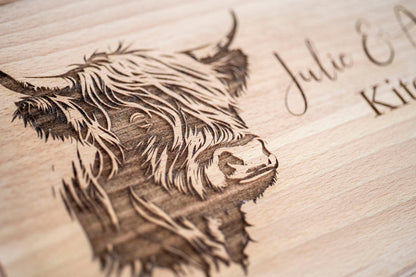 Personalised Highland Cow Cutting Board