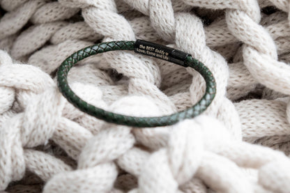 Men's hidden message leather Bracelet, black