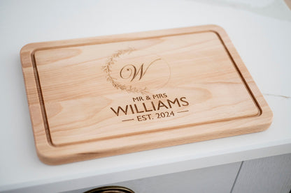 Personalised Initial Cutting Board, Wedding present