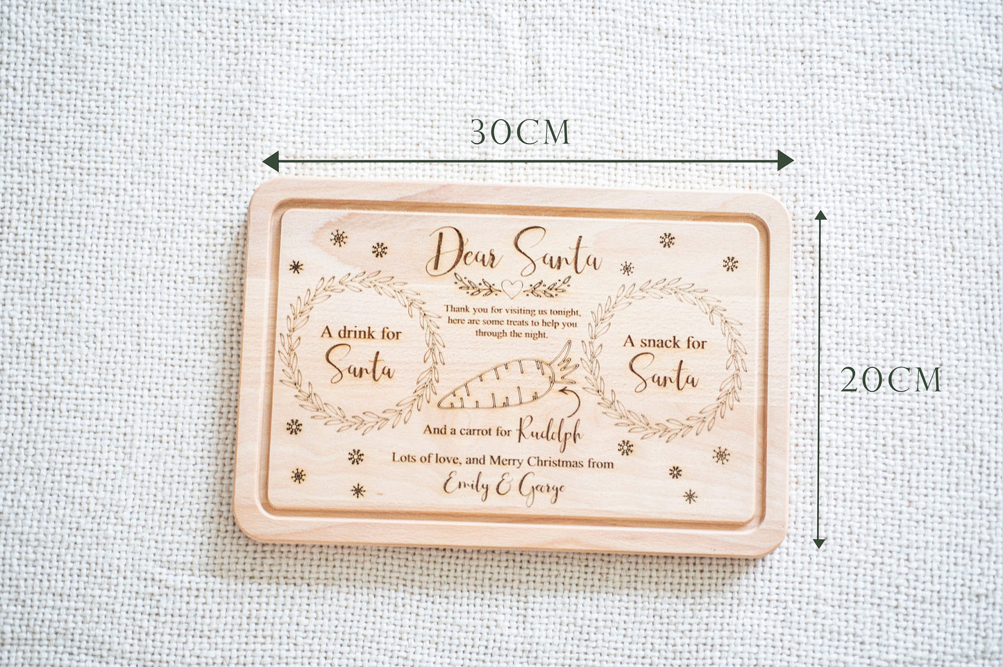 Snacks for Santa, Christmas Eve Treat Board for Santa, Father Christmas, Personalised Laser engraved