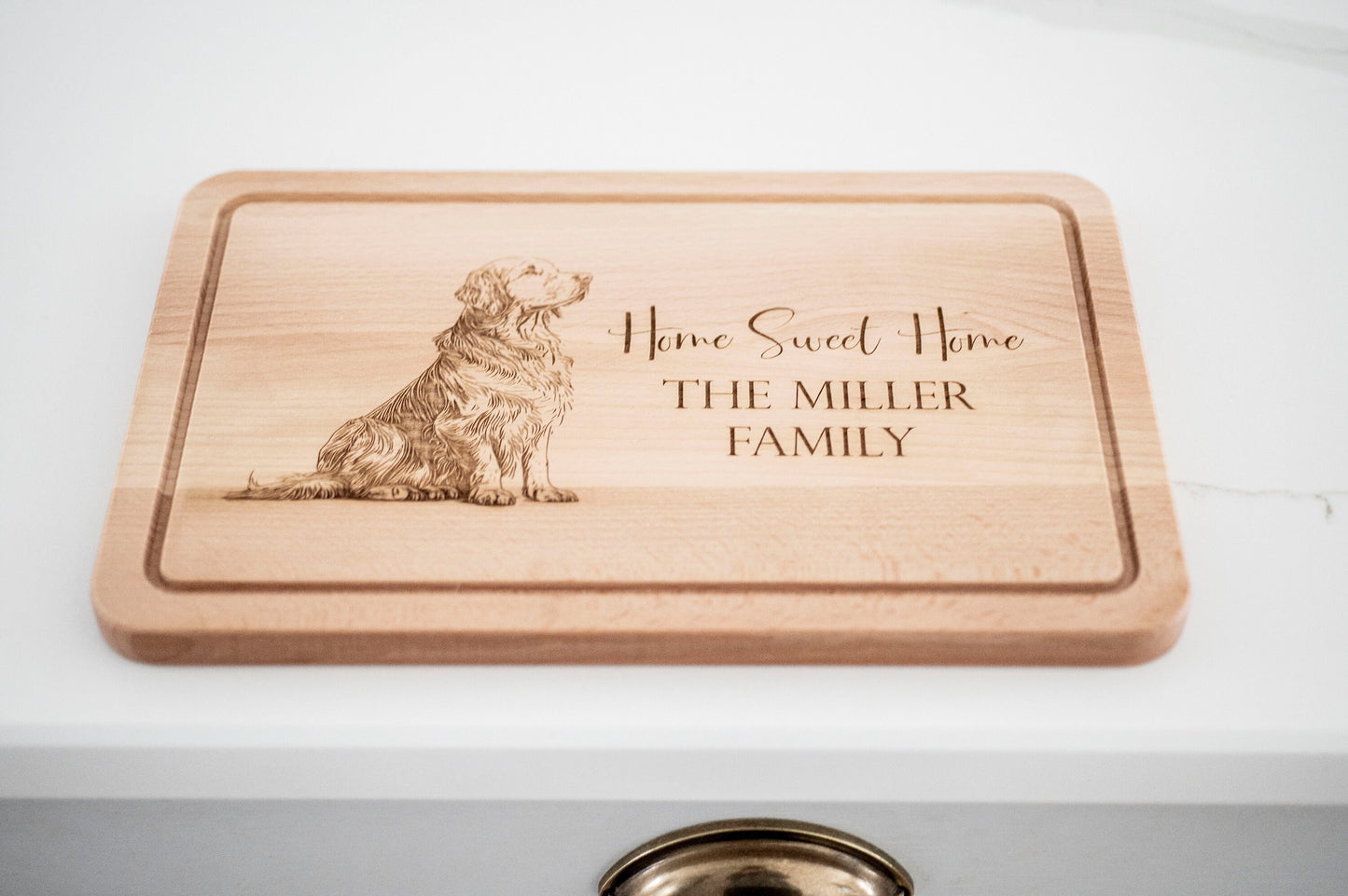 Personalized Golden Retriever Wooden Cutting Board