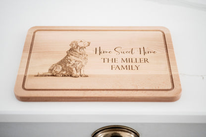 Personalized Golden Retriever Wooden Cutting Board