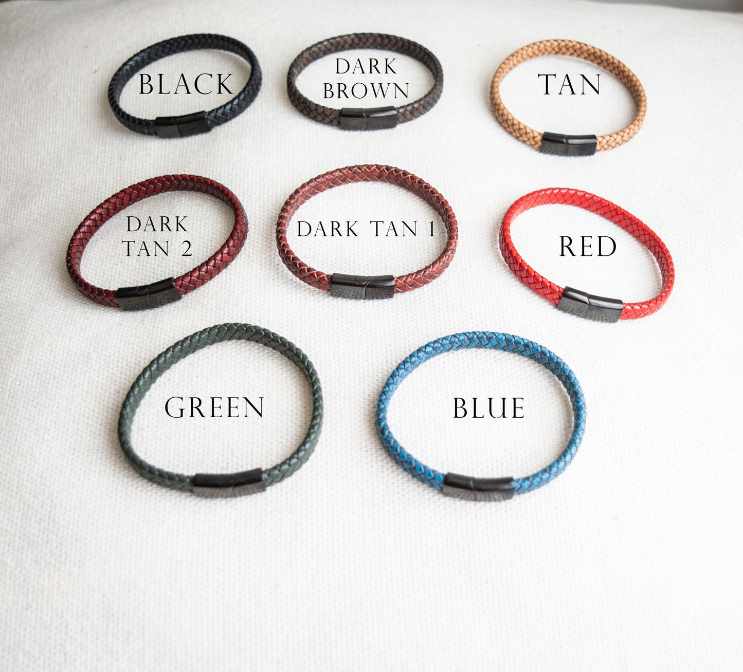 Men's Hidden Message  Leather Bracelet, Black