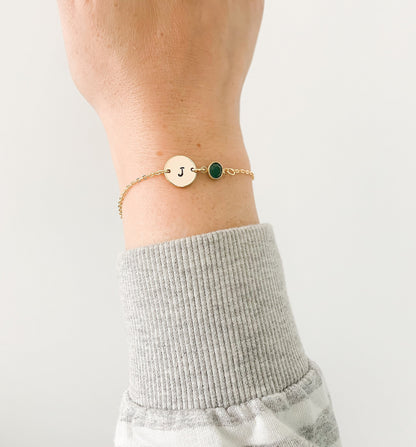 Gold Birthstone & Initial Bracelet