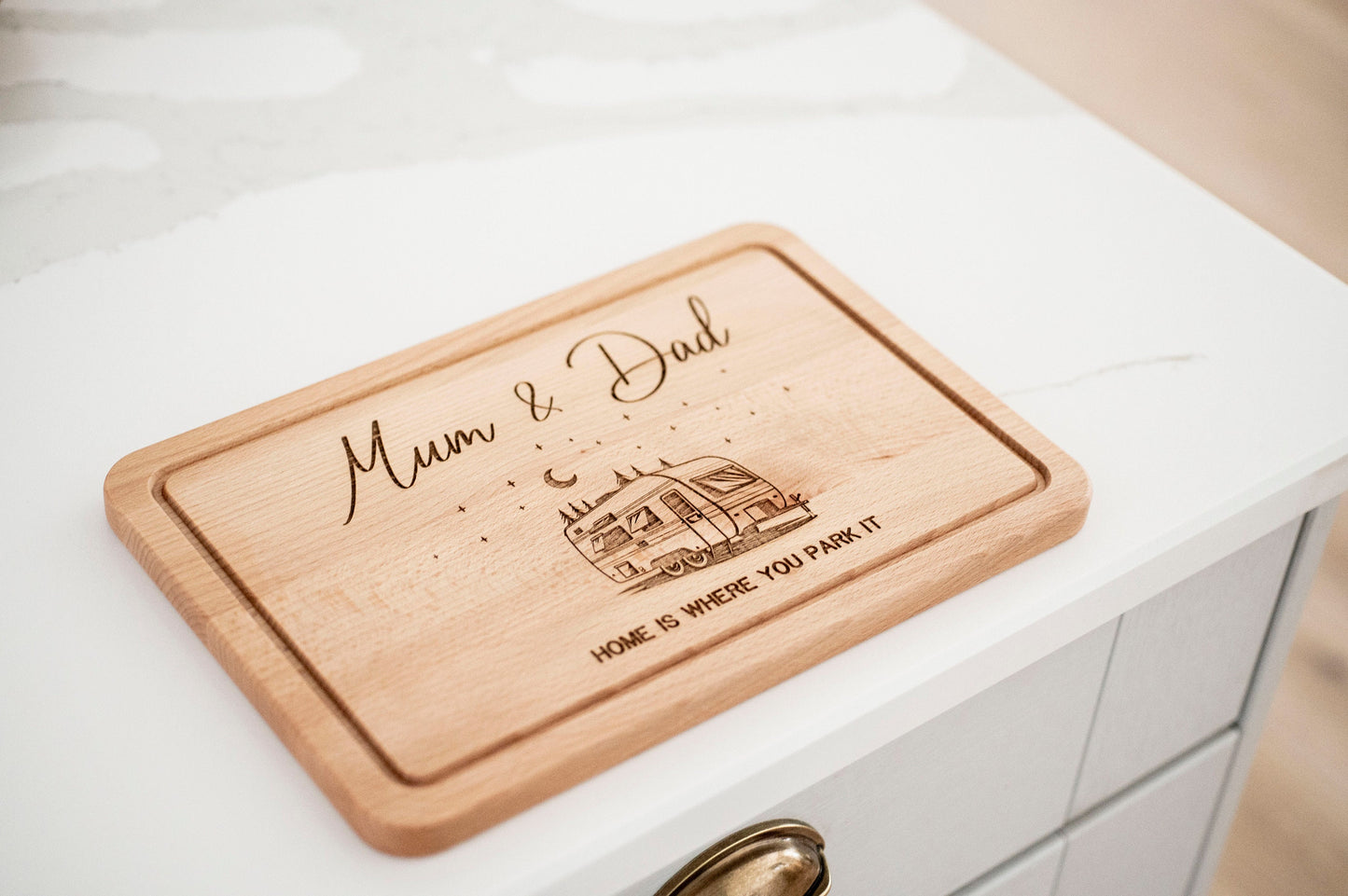 Personalised Caravan Wooden Cutting Board