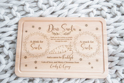 Snacks for Santa, Christmas Eve Treat Board for Santa, Father Christmas, Personalised Laser engraved