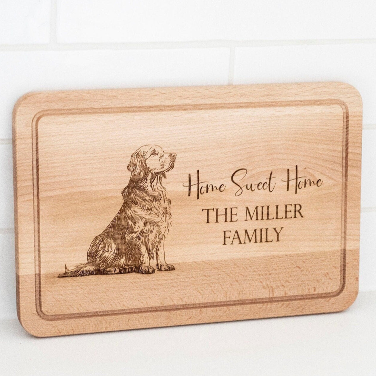 Personalized Golden Retriever Wooden Cutting Board