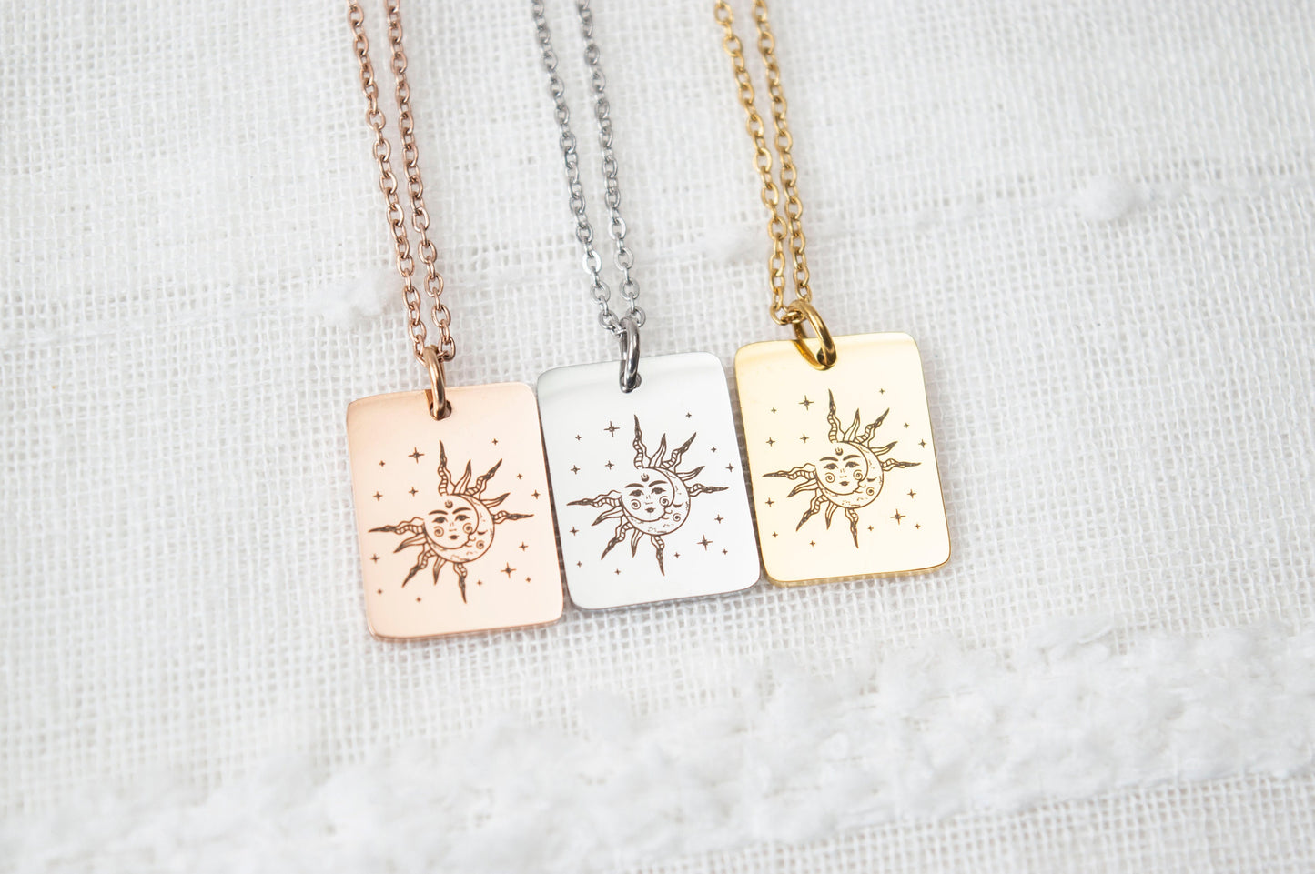 Sun and Moon Necklace: Stainless Steel Celestial Jewelry