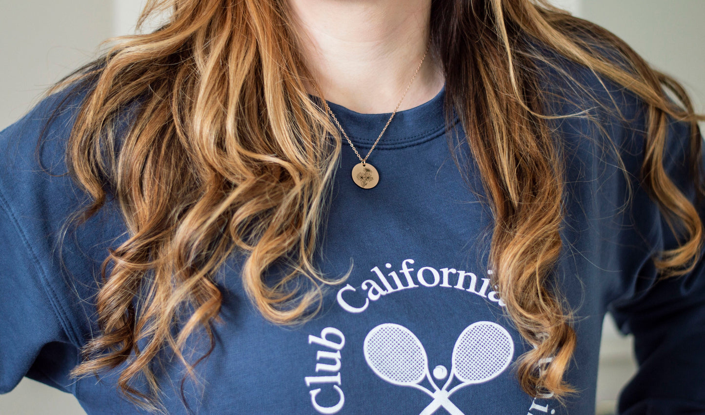 Birth Flower Necklace: Engraved Stainless Steel Floral Jewelry