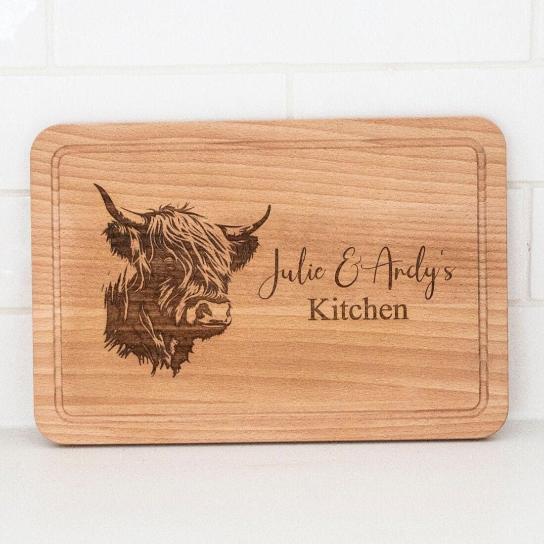 Personalised Highland Cow Cutting Board
