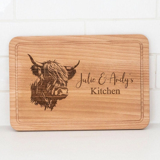 Personalised Highland Cow Cutting Board