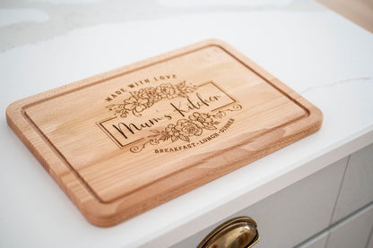 Personalised 'Mum's Kitchen' wooden chopping board