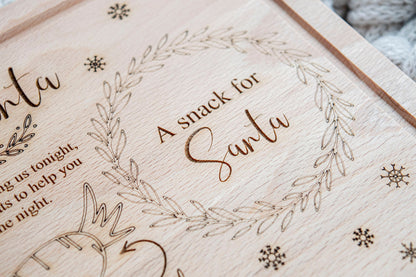 Snacks for Santa, Christmas Eve Treat Board for Santa, Father Christmas, Personalised Laser engraved
