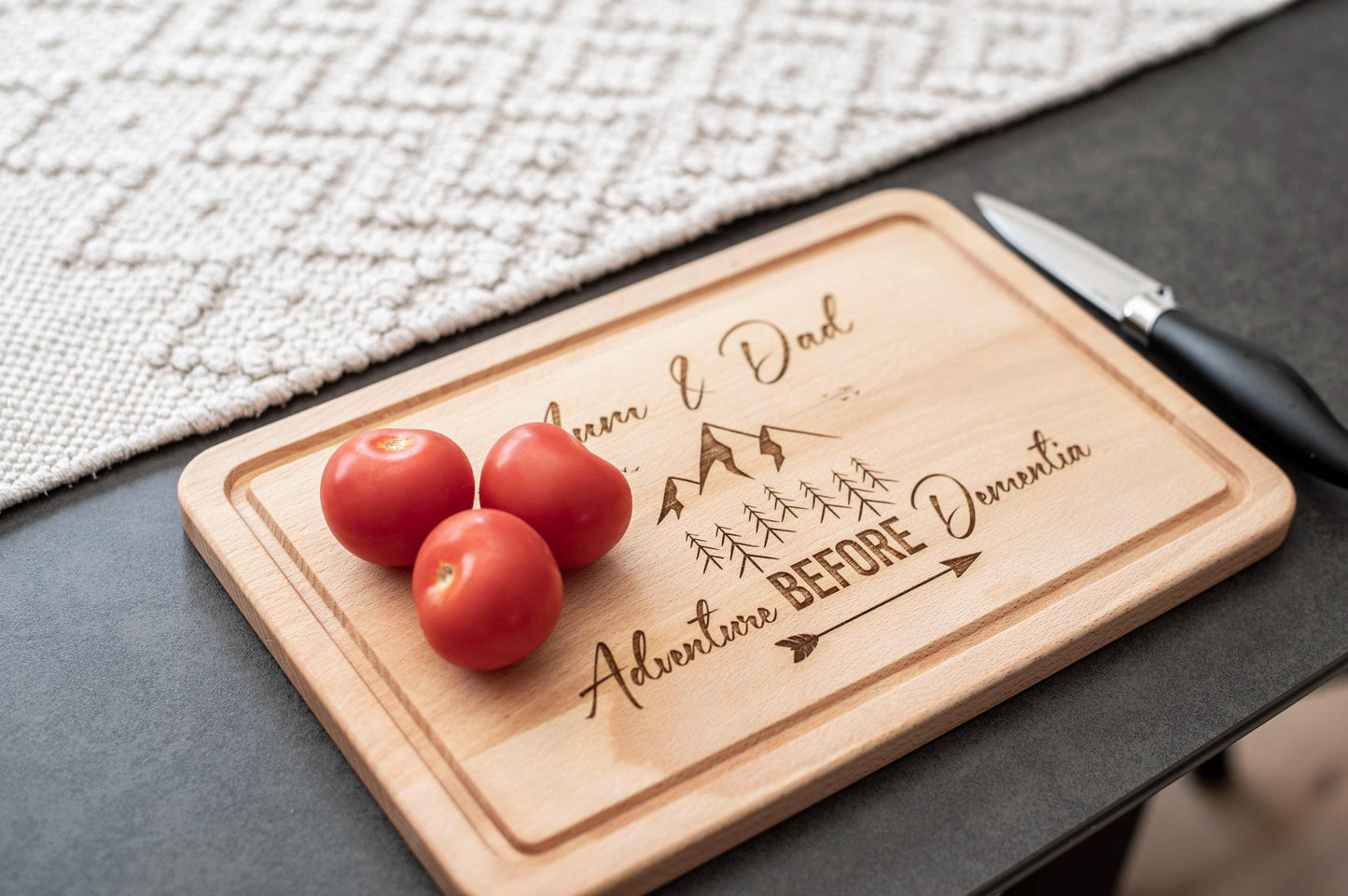 Adventure before Dementia cutting board, personalised campervan gift, camping gift, travel present.