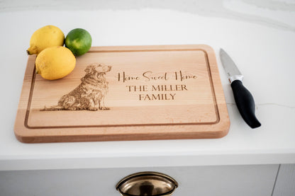 Personalized Golden Retriever Wooden Cutting Board