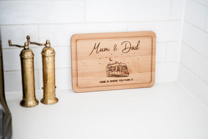 Personalised Caravan Wooden Cutting Board
