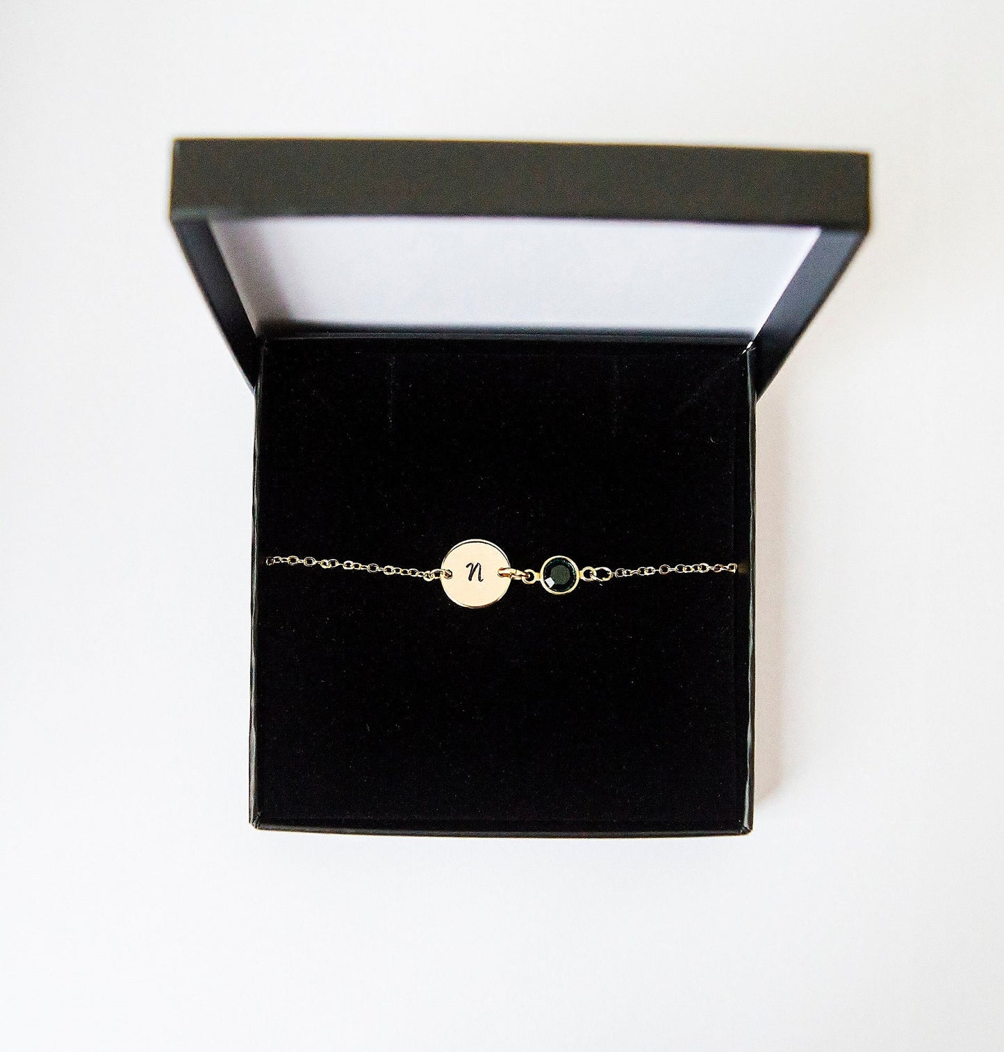 Gold Birthstone & Initial Bracelet