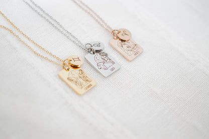 Zodiac Necklace: Stainless Steel Star Sign Astrology Jewelry