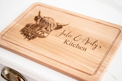 Personalised Highland Cow Cutting Board