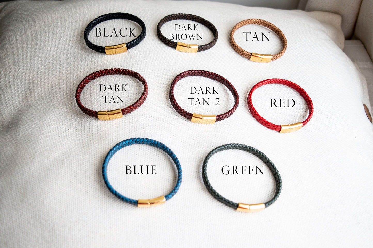 Gold Men's Hidden Message Leather Bracelet X