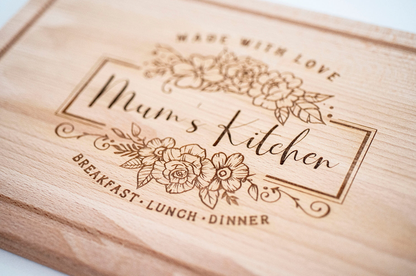 Personalised 'Mum's Kitchen' wooden chopping board