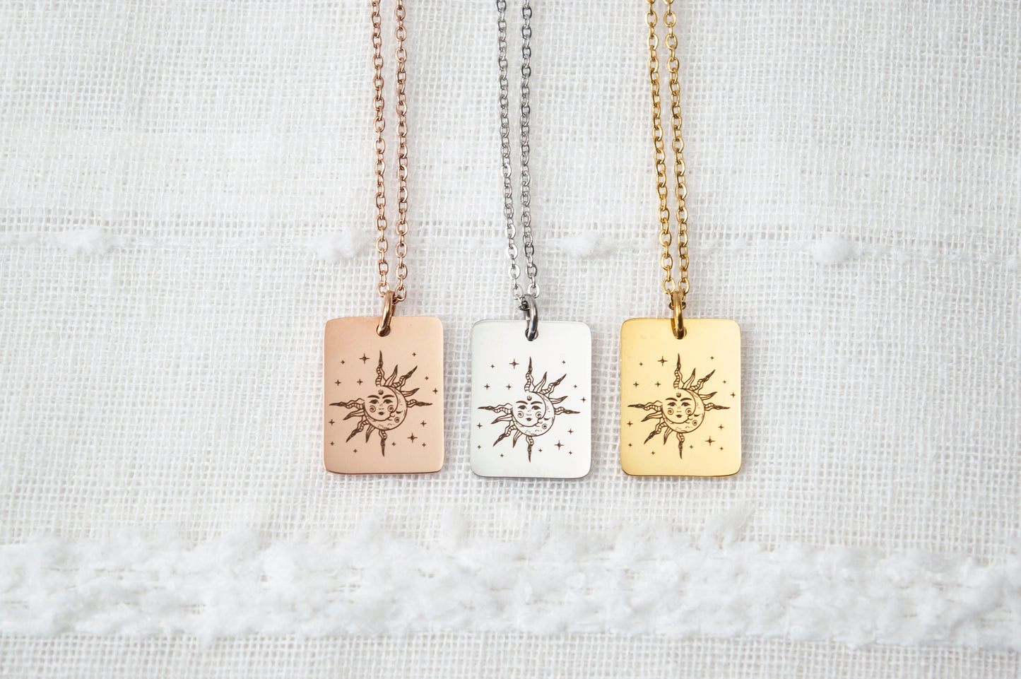 Sun and Moon Necklace: Stainless Steel Celestial Jewelry