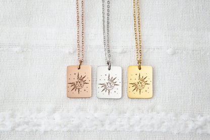 Sun and Moon Necklace: Stainless Steel Celestial Jewelry