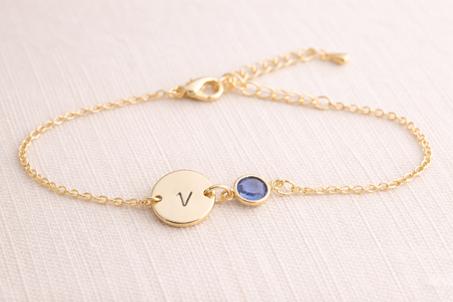 Gold Birthstone & Initial Bracelet