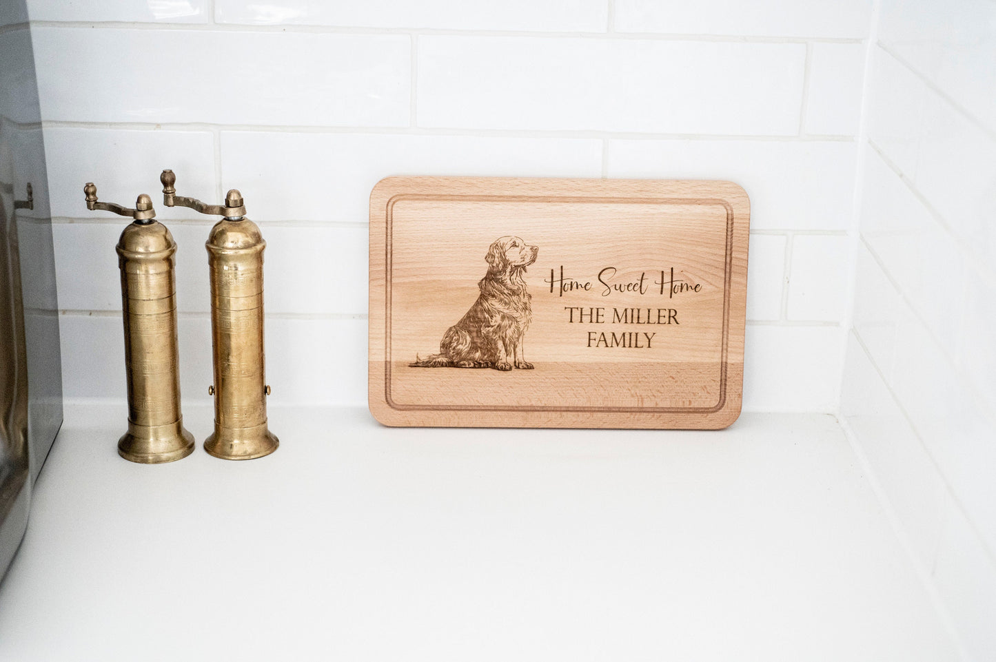 Personalized Golden Retriever Wooden Cutting Board