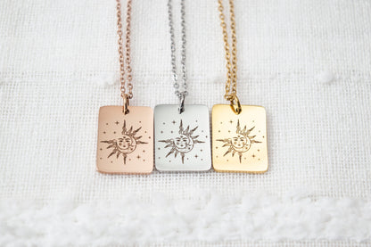 Sun and Moon Necklace: Stainless Steel Celestial Jewelry