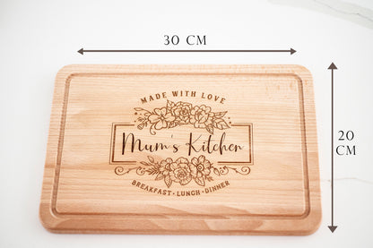 Personalised 'Mum's Kitchen' wooden chopping board
