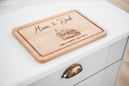Personalised Caravan Wooden Cutting Board