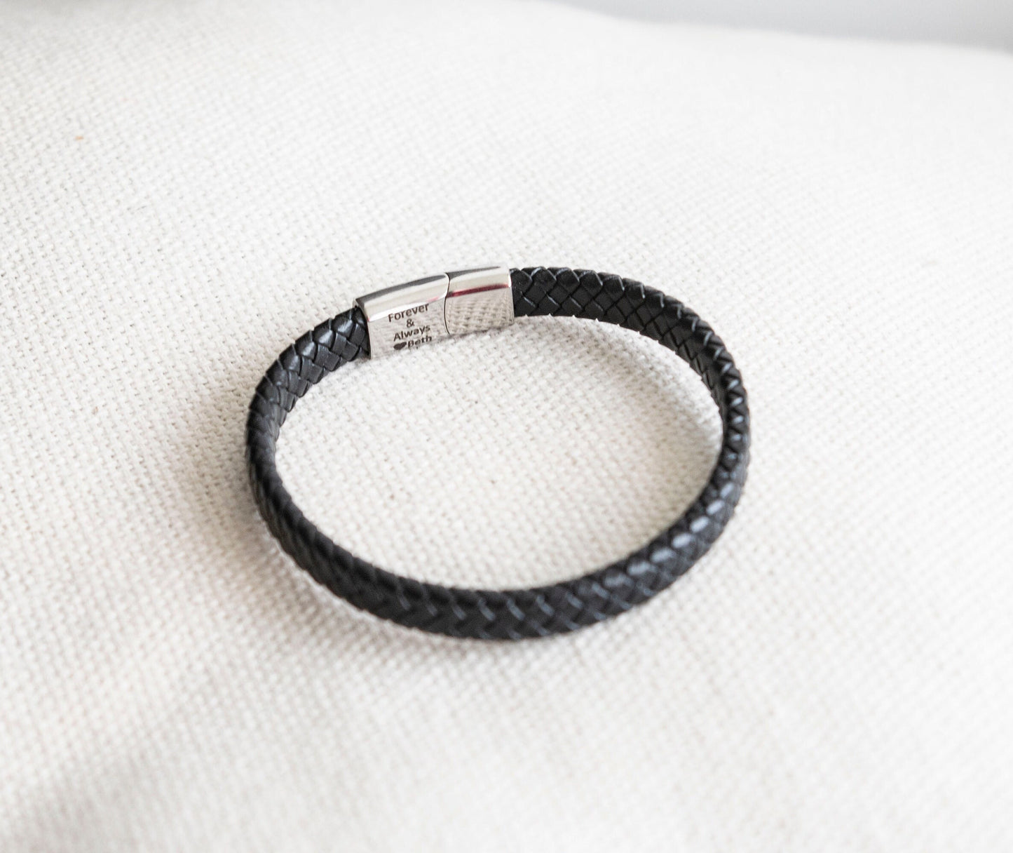 Silver Men's Hidden Message Leather Bracelet X