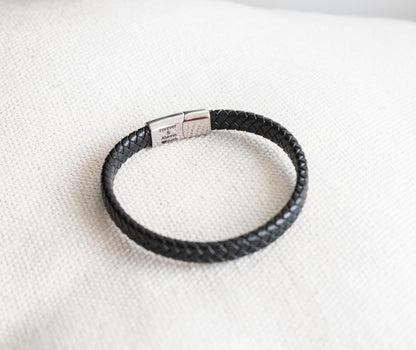 Silver Men's Hidden Message Leather Bracelet X