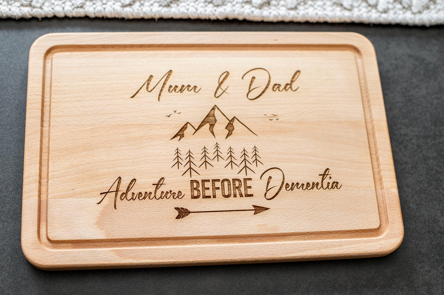 Adventure before Dementia cutting board, personalised campervan gift, camping gift, travel present.