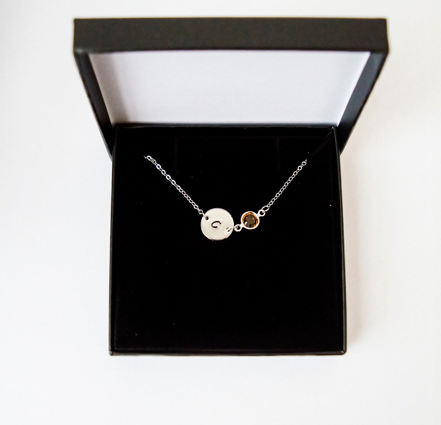 Silver Birthstone & Initial Bracelet