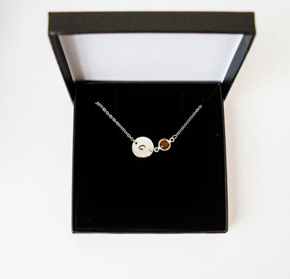 Silver Birthstone & Initial Bracelet