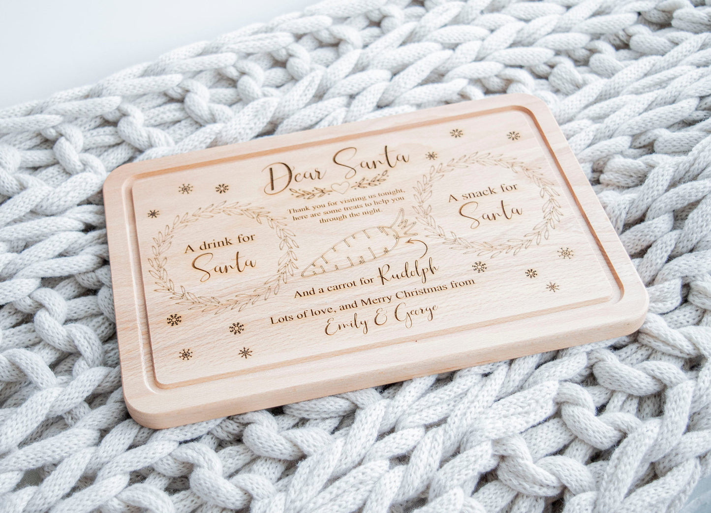 Snacks for Santa, Christmas Eve Treat Board for Santa, Father Christmas, Personalised Laser engraved