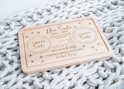 Snacks for Santa, Christmas Eve Treat Board for Santa, Father Christmas, Personalised Laser engraved