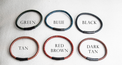 Men's hidden message leather Bracelet, black