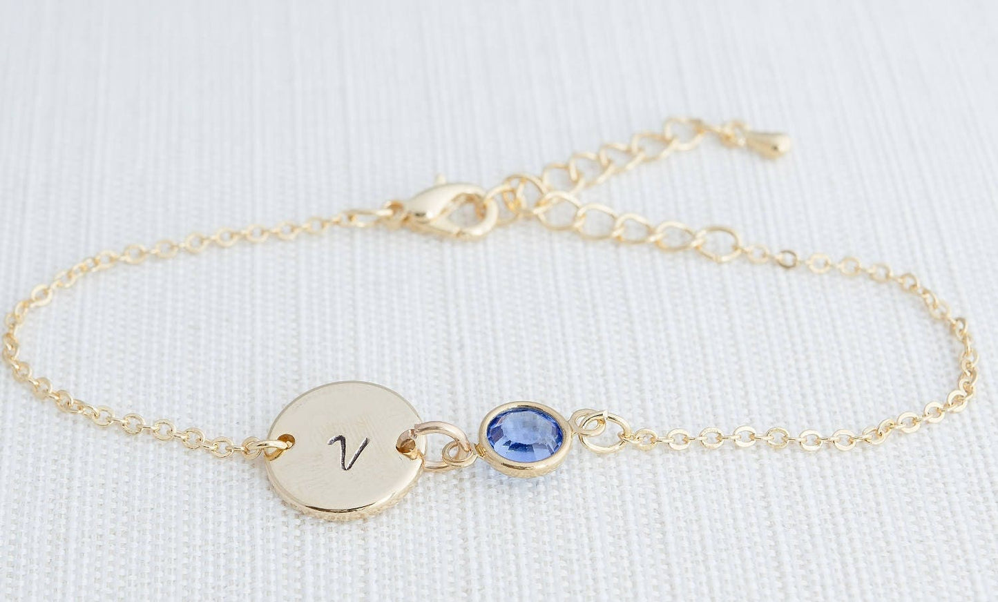 Gold Birthstone & Initial Bracelet