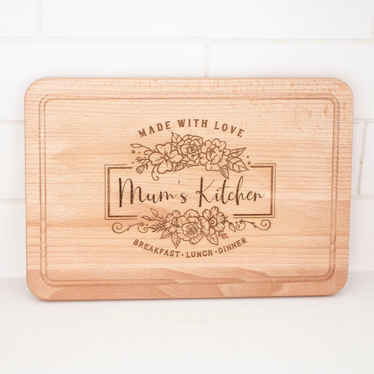 Personalised 'Mum's Kitchen' wooden chopping board