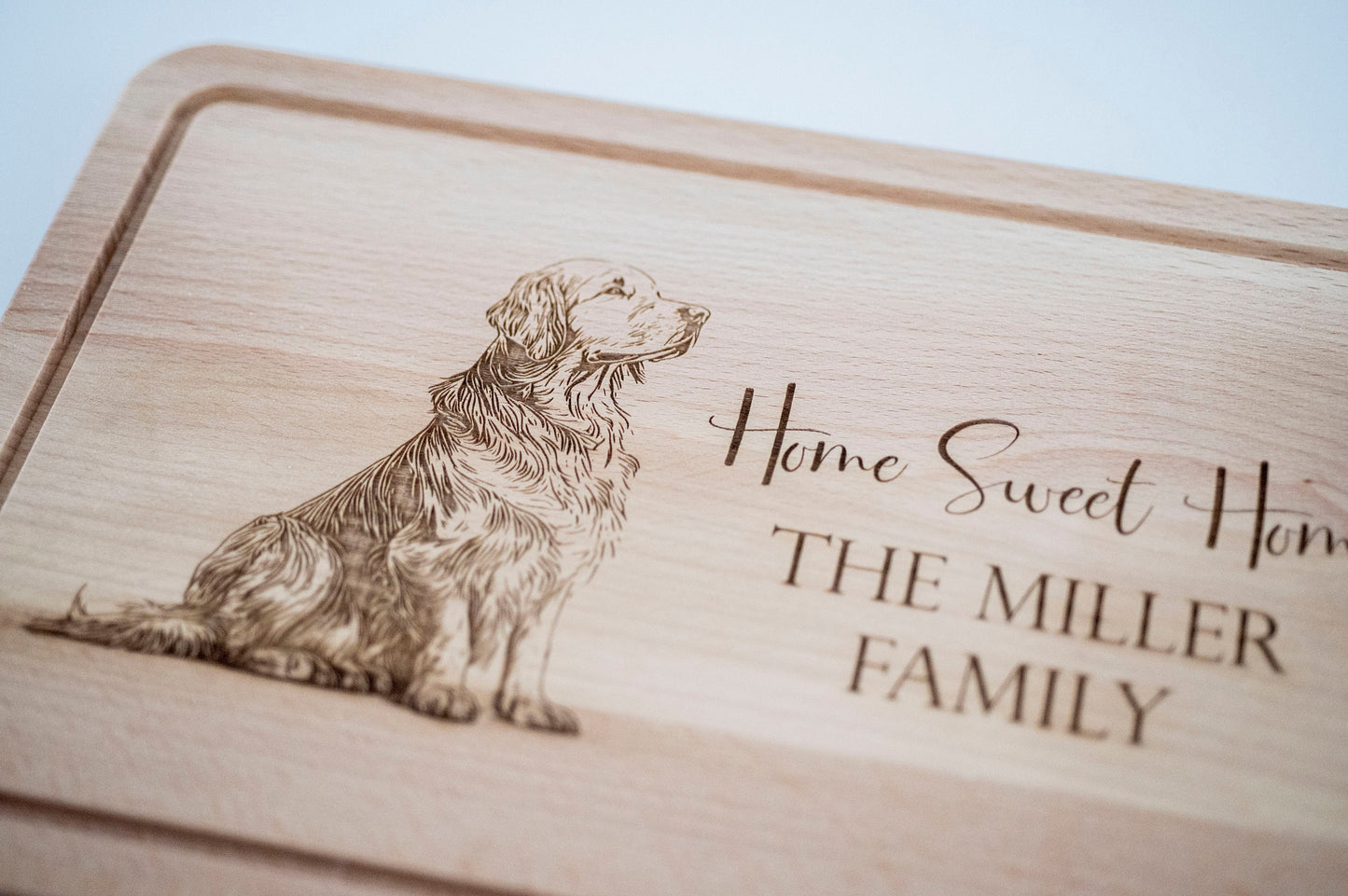Personalized Golden Retriever Wooden Cutting Board