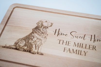 Personalized Golden Retriever Wooden Cutting Board