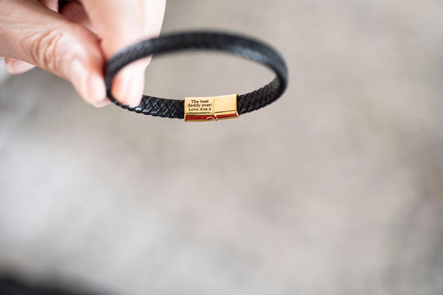 Gold Men's Hidden Message Leather Bracelet X