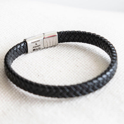 Silver Men's Hidden Message Leather Bracelet X