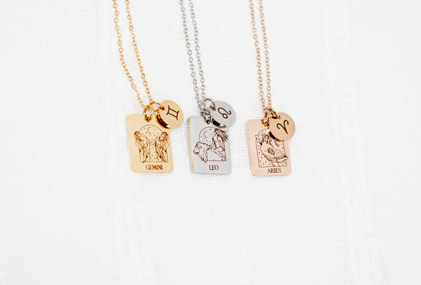 Zodiac Necklace: Stainless Steel Star Sign Astrology Jewelry